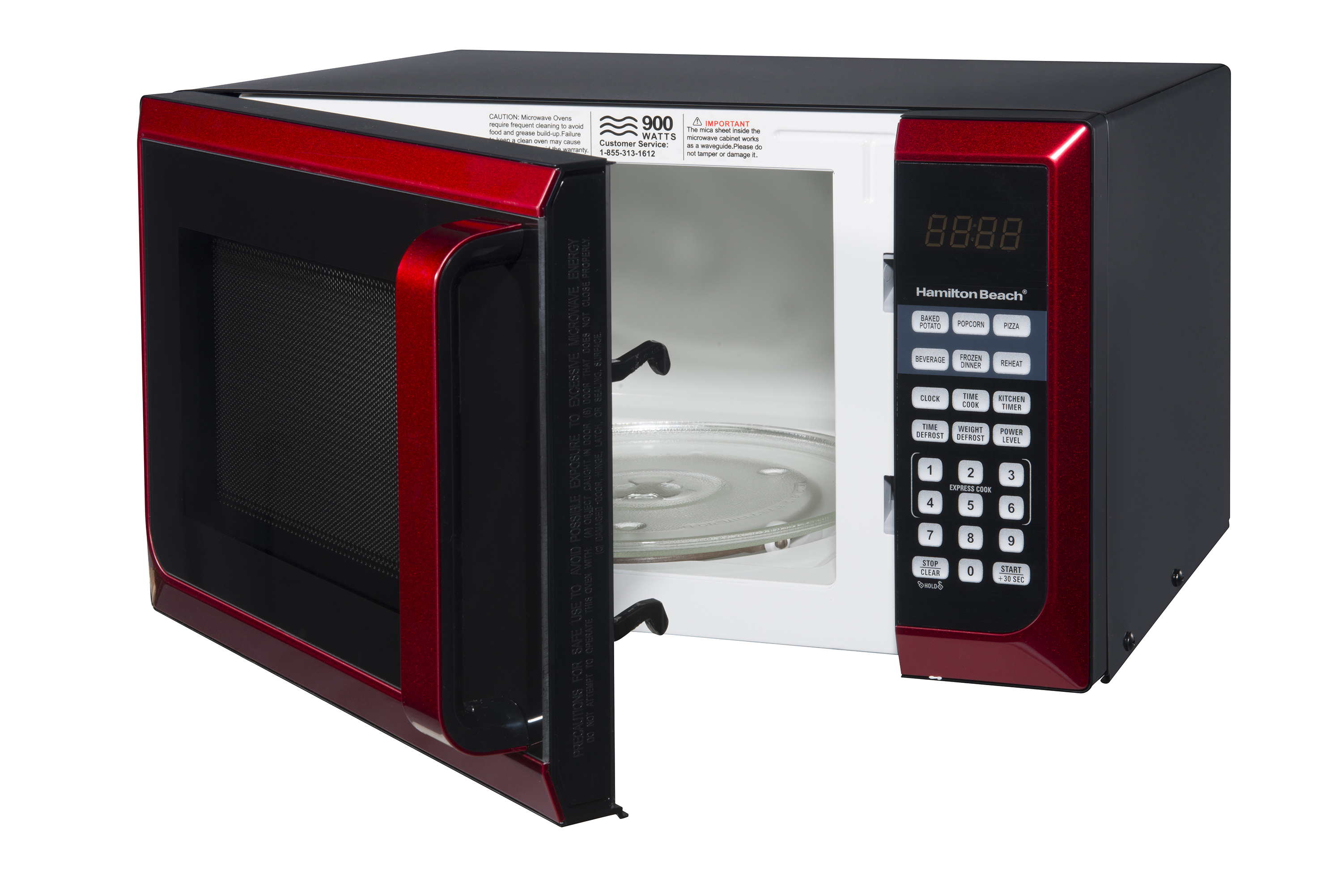 Hamilton Beach 0.9 cu. ft. Countertop Microwave Oven, 900 Watts, Red Stainless Steel - image 2 of 7