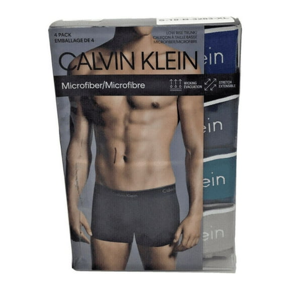 Calvin Klein Men's Underwear 4-Pack Microfiber Low Rise Trunk Blue/Multi XL