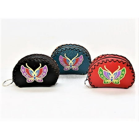 Set of 3 Leather Butterfly Coin Purses - (Best Coin Wallet Australia)