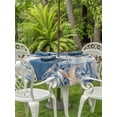 thumbnail image 3 of Outdoor Tablecloth with Umbrella Hole for Patio/Picnic/Party/Camping, Blue Octopus Coastal Waterproof Table Cloth Round Cover Washable, Beach Starfish Nautical Coral Vintage (Dia 54"), 3 of 8