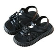 thumbnail image 3 of LIIPEE Girls Boys Sandals Summer Stylish Solid Color Open Toe Non- Butterfly Flat Shoes Girl Breathable Casual Outings Sandal,Black,2.5-3 Years, 3 of 6