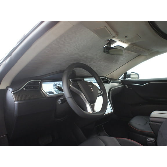 HeatShield, The Original Windshield Sun Shade, Custom-Fit for Tesla S Sedan 2012, 2013, 2014, 2015, 2016, Silver Series