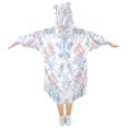 thumbnail image 2 of Wearable Blanket with Sleeves and Pocket Oversized Hooded Sweatshirt 3-14 YR Blue Floral Ornaments S, 2 of 7