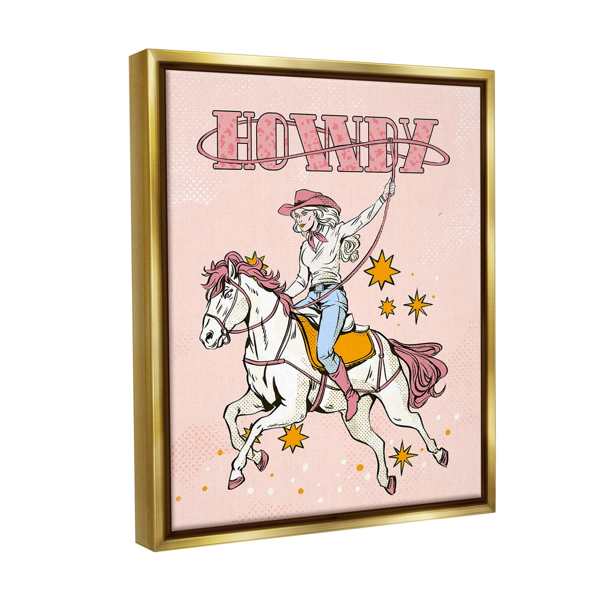 Stupell Industries Vintage Pastel Howdy Animals & Insects Painting Gold Floater Framed Canvas Art Print Wall Art, 25 x 31