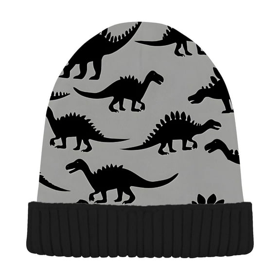 joogoo Art Dinosaur Silhouettes Beanie Hats Cuffed Winter Warm Knit Thick Beanies