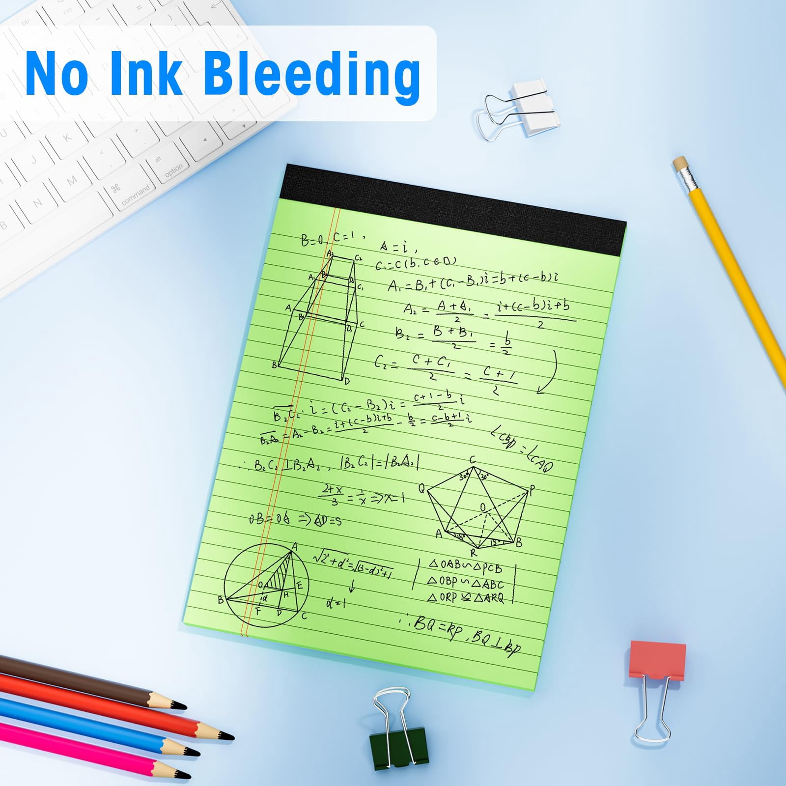 12pcs Legal Pads 8.5 X 11  Notepads 8.5 11 Inch Color Note Clear Print Writing Of Paper Memo Perforate Wide Ruled Lined With Sturdy 30 Sheets/pack