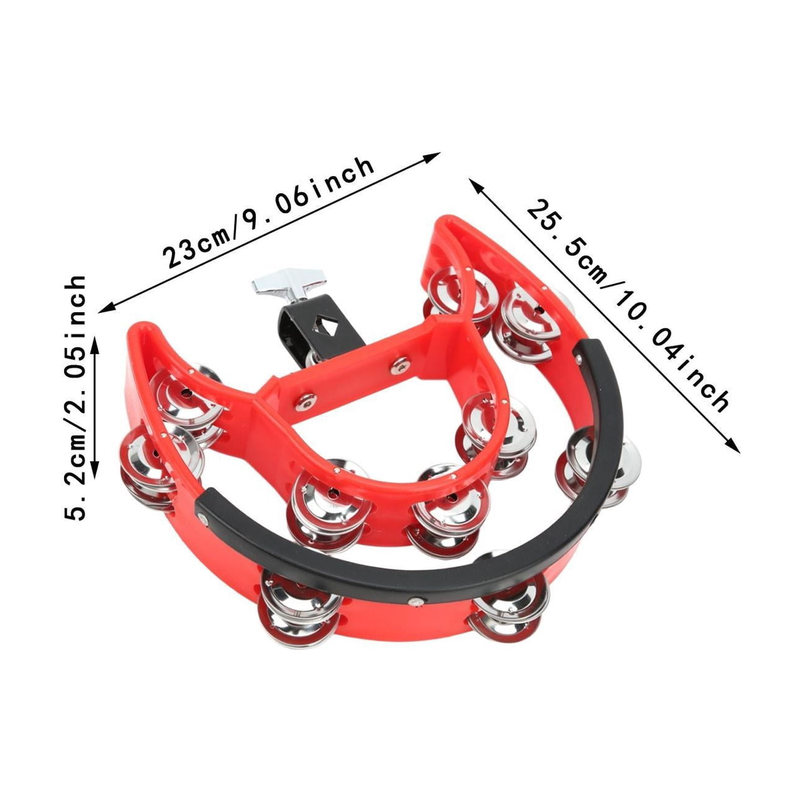 QccHieUs Hi Hat Tambourine Percussion Accessories Metal Shaker Mountable Double Row Bells