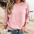 thumbnail image 2 of Posijego Womens 3/4 Sleeve Sweatshirt Fall Winter Crewneck Pullover Tops Solid Color Lightweight Casual Sweatshirts, 2 of 5