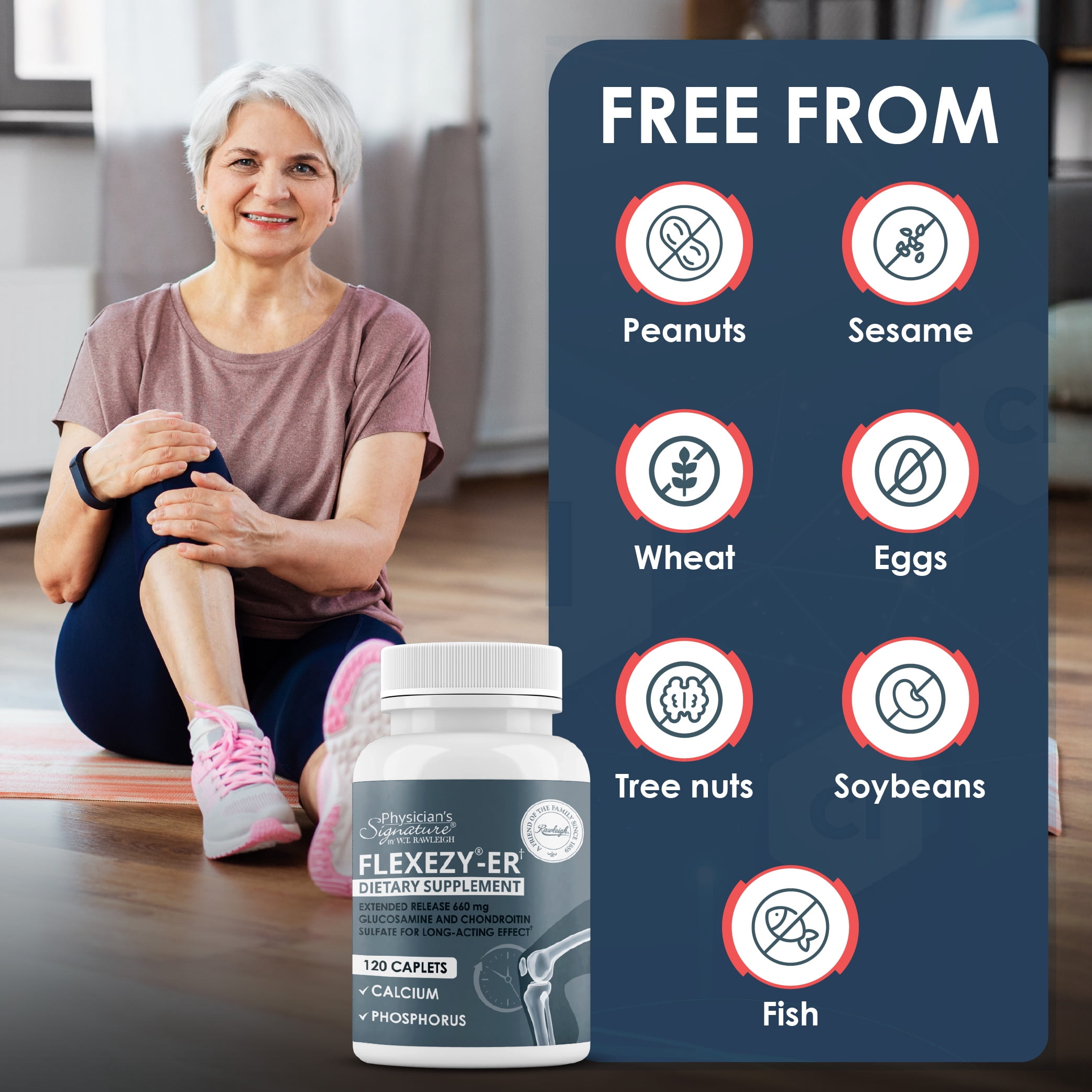 Rawleigh Flexezy-ER with Glucosamine & Chondroitin for Joints & Cartilage Health 120 Count