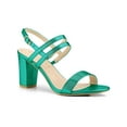 thumbnail image 1 of BLISSFUL STEP Women's Slingback Block Heel Ankle Strap Sandals Green 8, 1 of 7