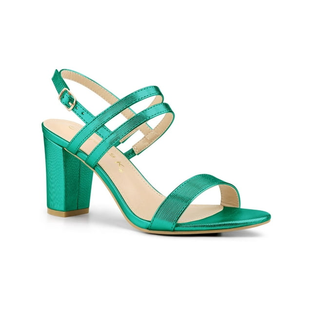 BLISSFUL STEP Sandales à Talon Bloc à Bride Arrière et à Bride de Cheville pour Femmes Vert 8