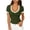 Army Green, variant on Going Put Tops for Women Short Sleeve V Neck Low Cut Summer Color Block Soft Slim Fitted Ribbed Knit Crop T Shirts