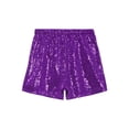 thumbnail image 6 of SiiRoh Girls Glitter Sequin High Waist Shorts Sparkly Hip Hop Jazz Dance Shorts Purple 6, 6 of 7