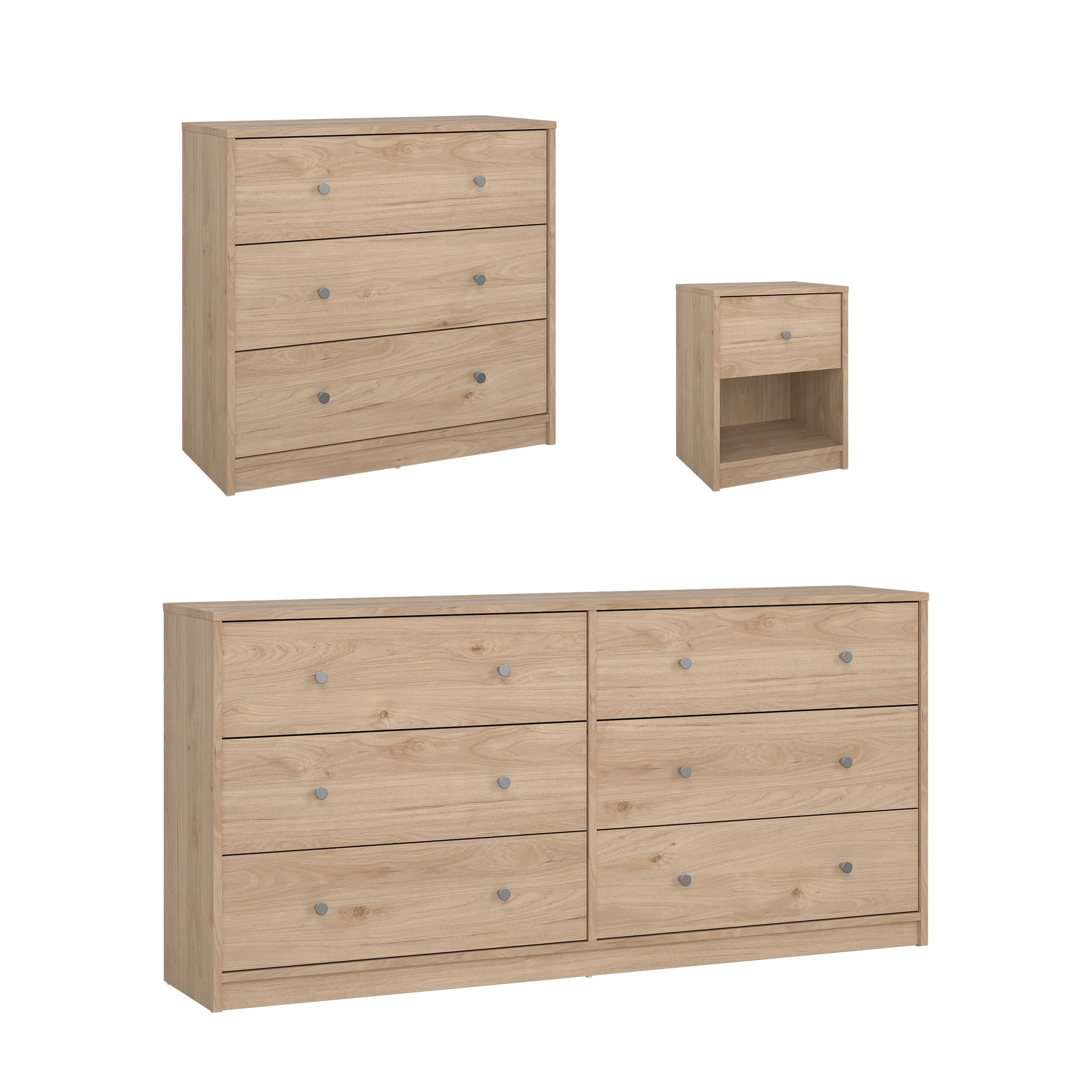 Tvilum Studio 3-Piece Bedroom Set for Adults, Jackson Hickory