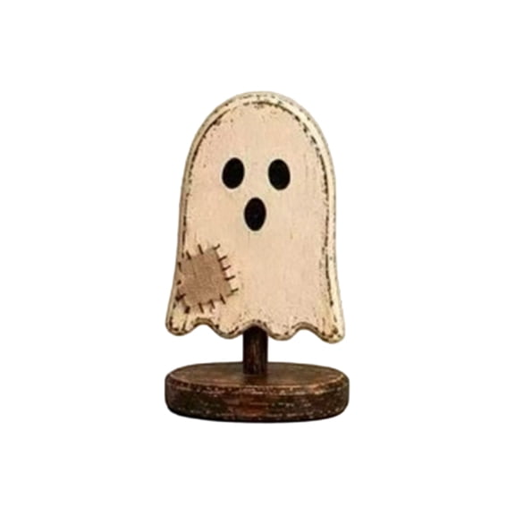 Gardjoe Vintage Wooden Halloween Bat Pumpkin and Ghost Tabletop Decor Set with Distressed Finish for Rustic Shelf Mantel and Centerpiece Display