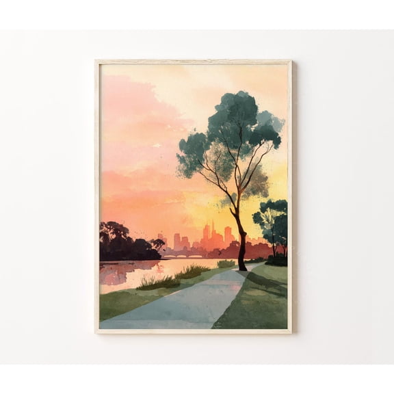 Melbourne Australia Yarra River Skyline Home Decor Unframed Paper Print