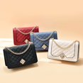 thumbnail image 4 of Bolso de mujer de moda, bolso cuadrado pequeño de cuero suave de PU, bolso de mujer de moda vintage, bolso de hombro, bolso cruzado, bolso con cadena romboidal, 4 of 5