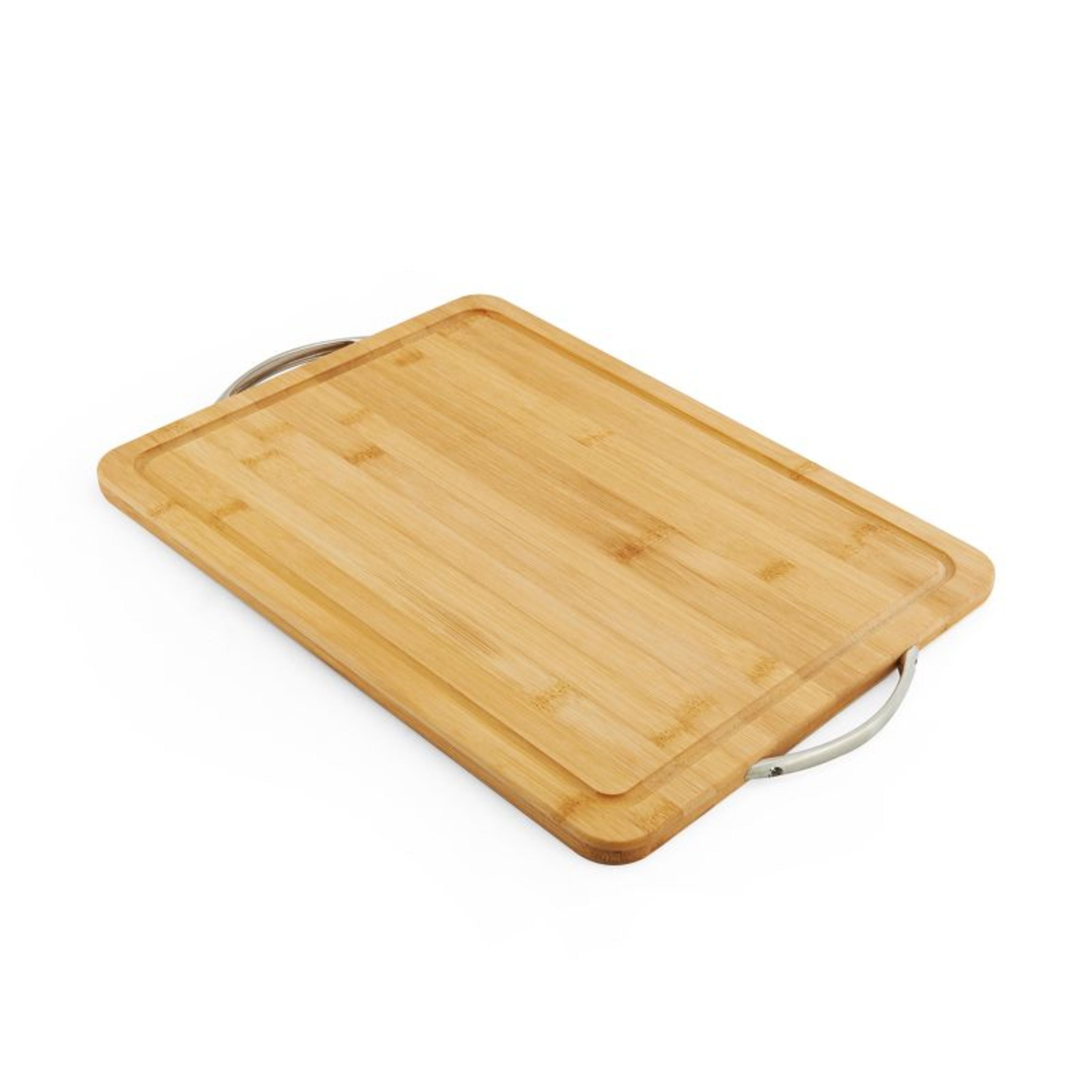 Chopping Board, with Metal Handle, Wooden Finish, Natural Wood Colour,  Bamboo - MARKET 99