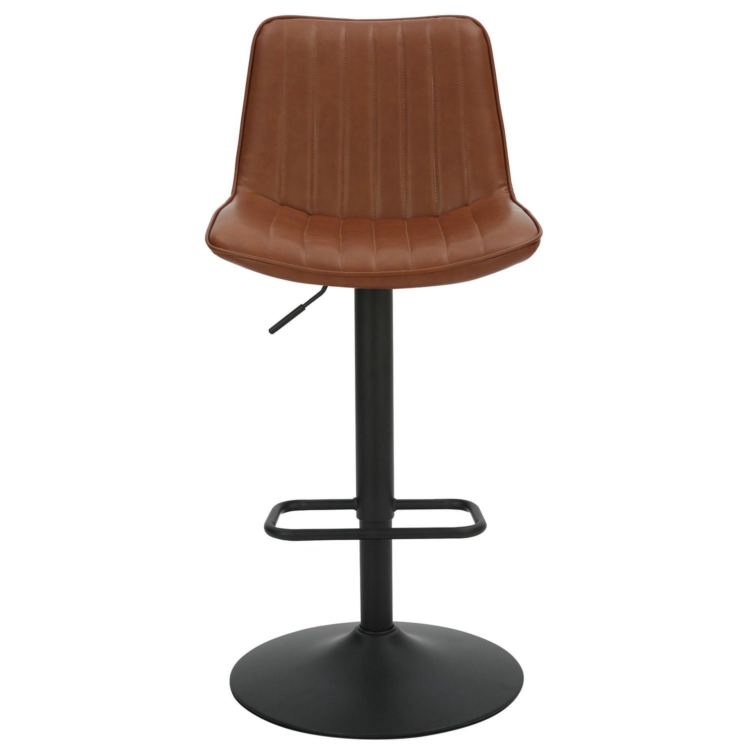Contemporary Faux Leather & Metal Adjustable Air-Lift Stool, Set of 2 - Saddle & Black