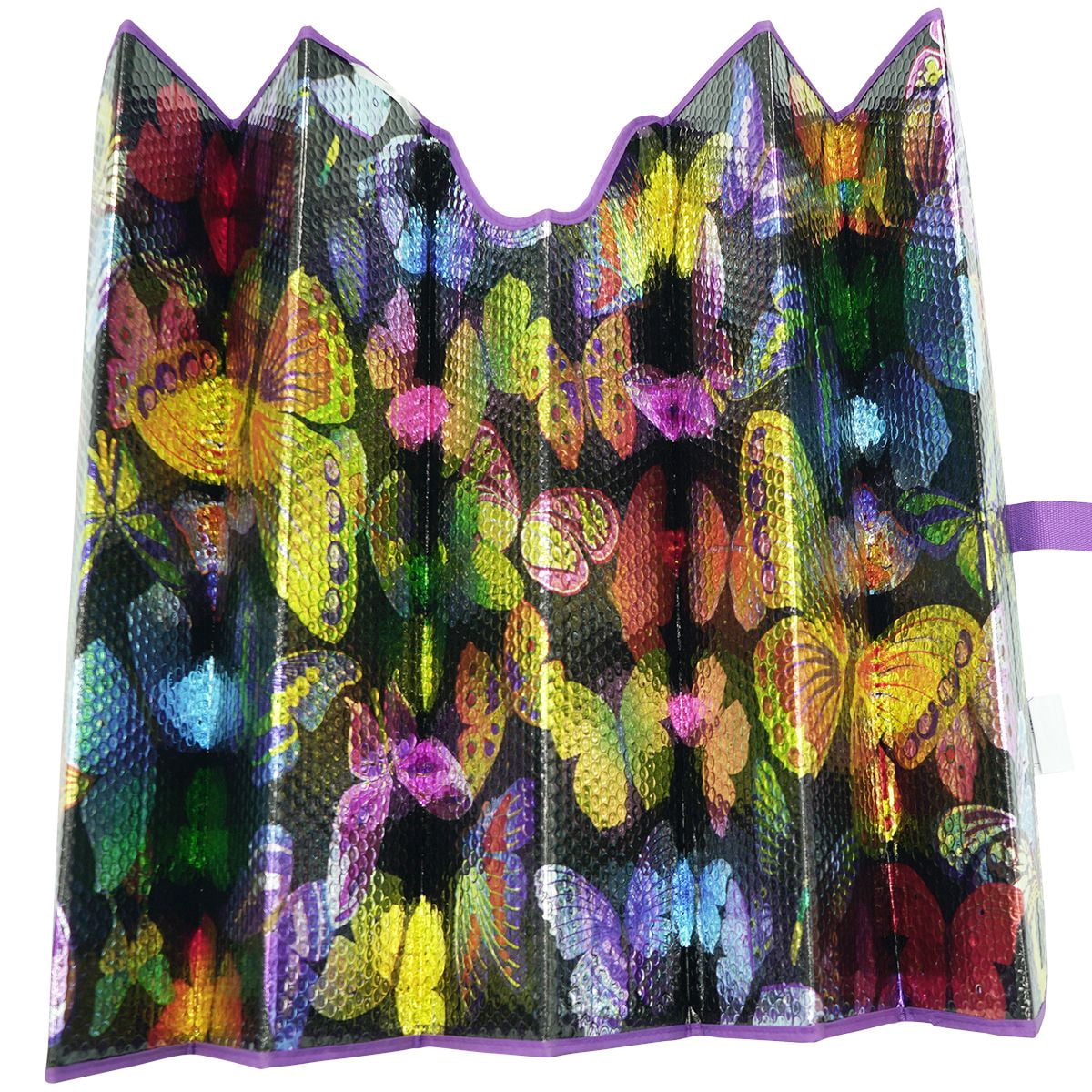 Auto Drive 1 Count Purple Butterfly Universal Fit Windshield Accordion Sunshade, Product Size 63'' x 28.5''