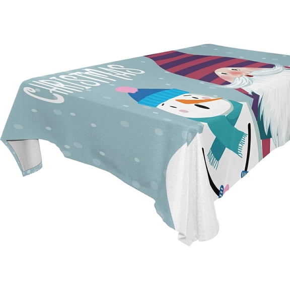 SKYSONIC Christmas Snowman Tablecloth Waterproof Washable Polyester Square Table Cover Durable Tablecloth for Kitchen Dining Table Party Decor (54 X 72 Inch)