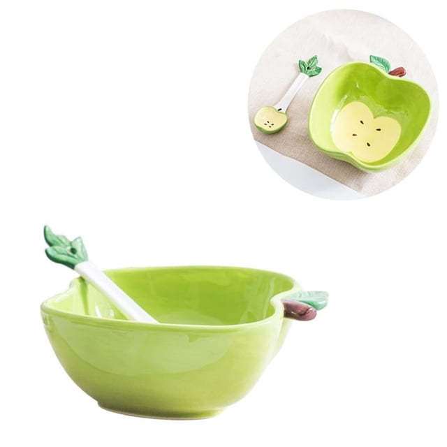 Cuenco de cerámica creativo en forma de fruta con cuchara, ensaladera de verduras, cuenco for postre, plato for servir