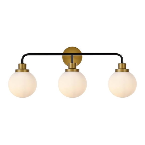 Maklaine Transitional 3-Light Metal Bath Sconce in Black and Brass