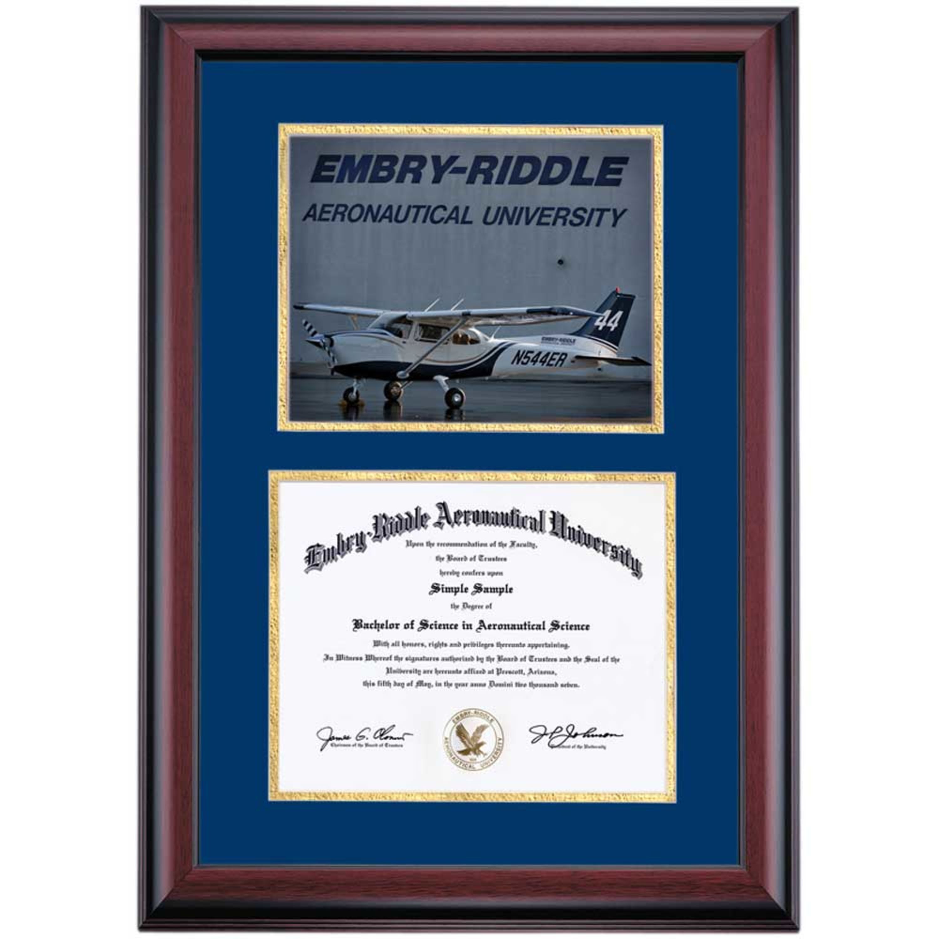 OCM Diploma Frame for EmbryRiddle Aeronautical University, Navy/Gold