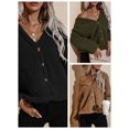 thumbnail image 3 of Cárdigan, Chaqueta de lana para mujer Abotonada Manga larga Cuello en V Fuzzy Abrigos casuales cálid Abanopi Negro/Extragrande, 3 of 7