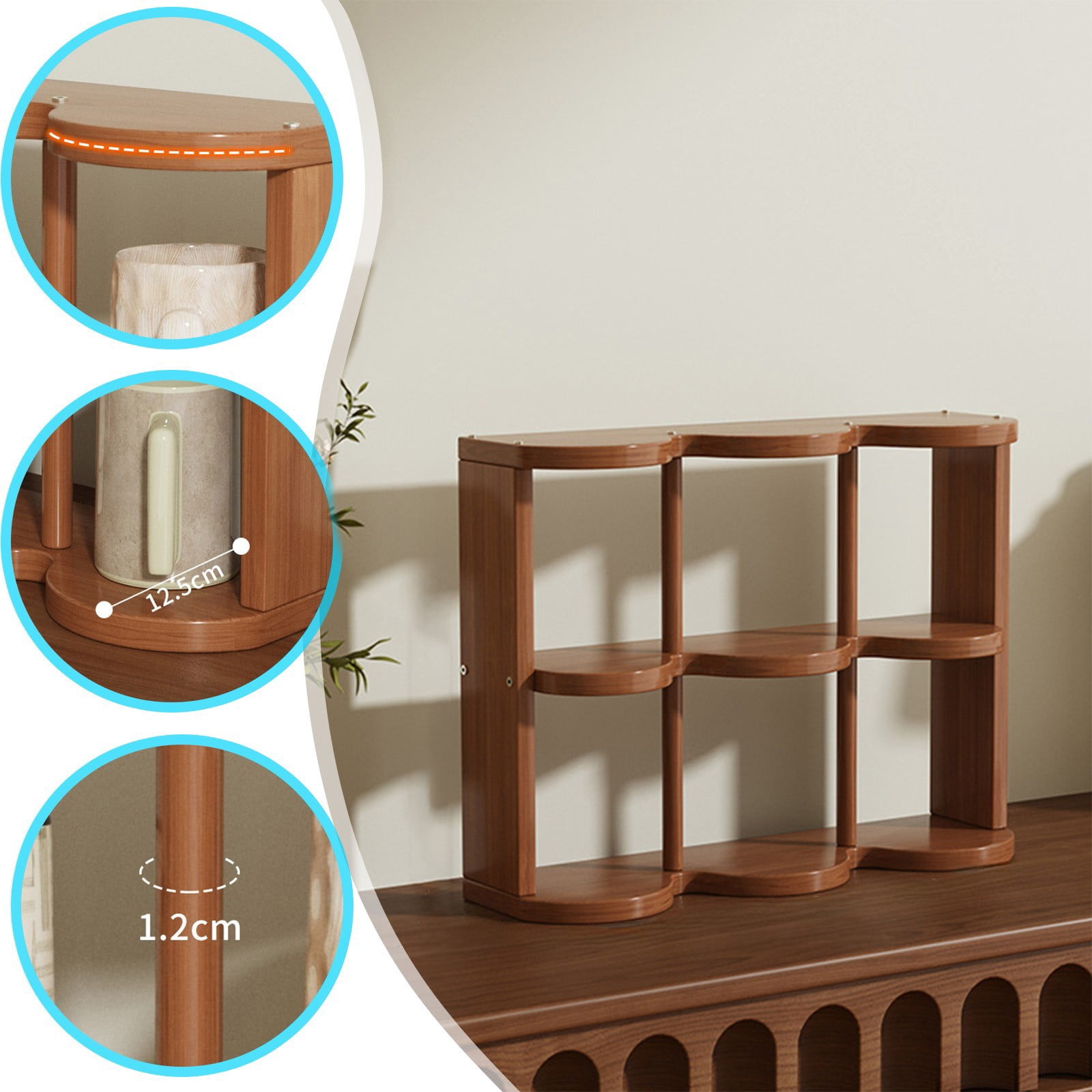 Multi-Layer Desktop Cup Holder Organizer with Six Grids Storage Rack for Home Office Kitchen Supplies, Space-Saving Design, 1-Pack, Desk Organizer