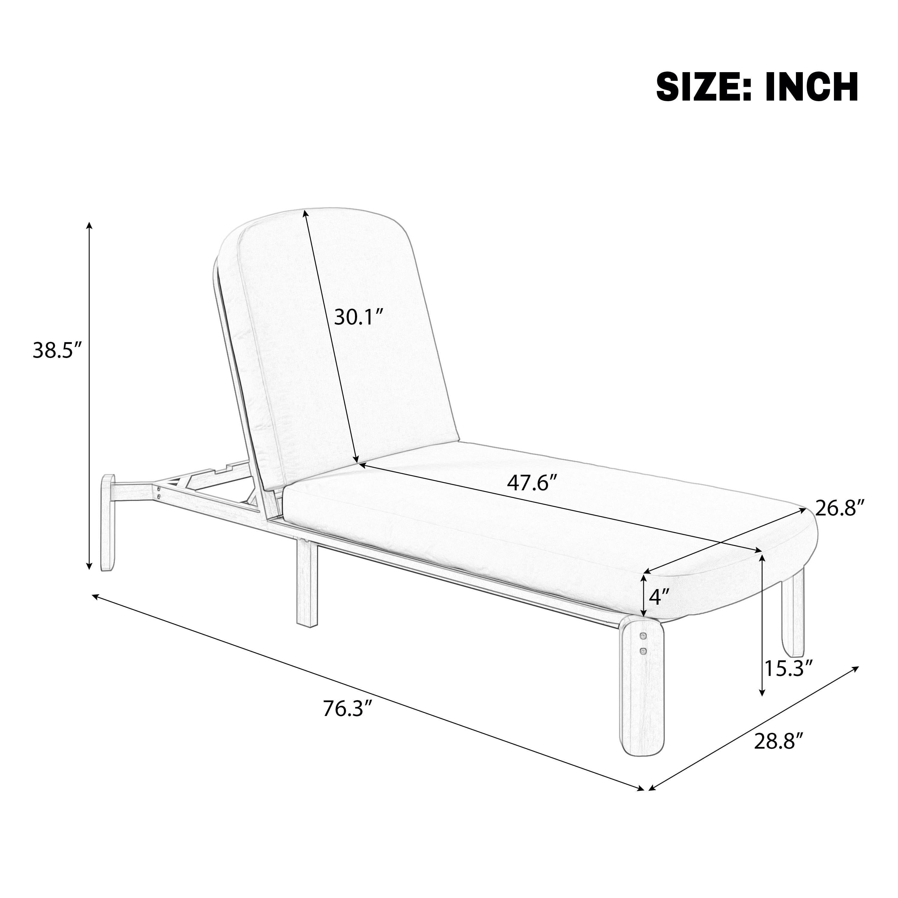 Adjustable Backrest Chaise Lounge, Outdoor Patio Recliner for Poolside, Green