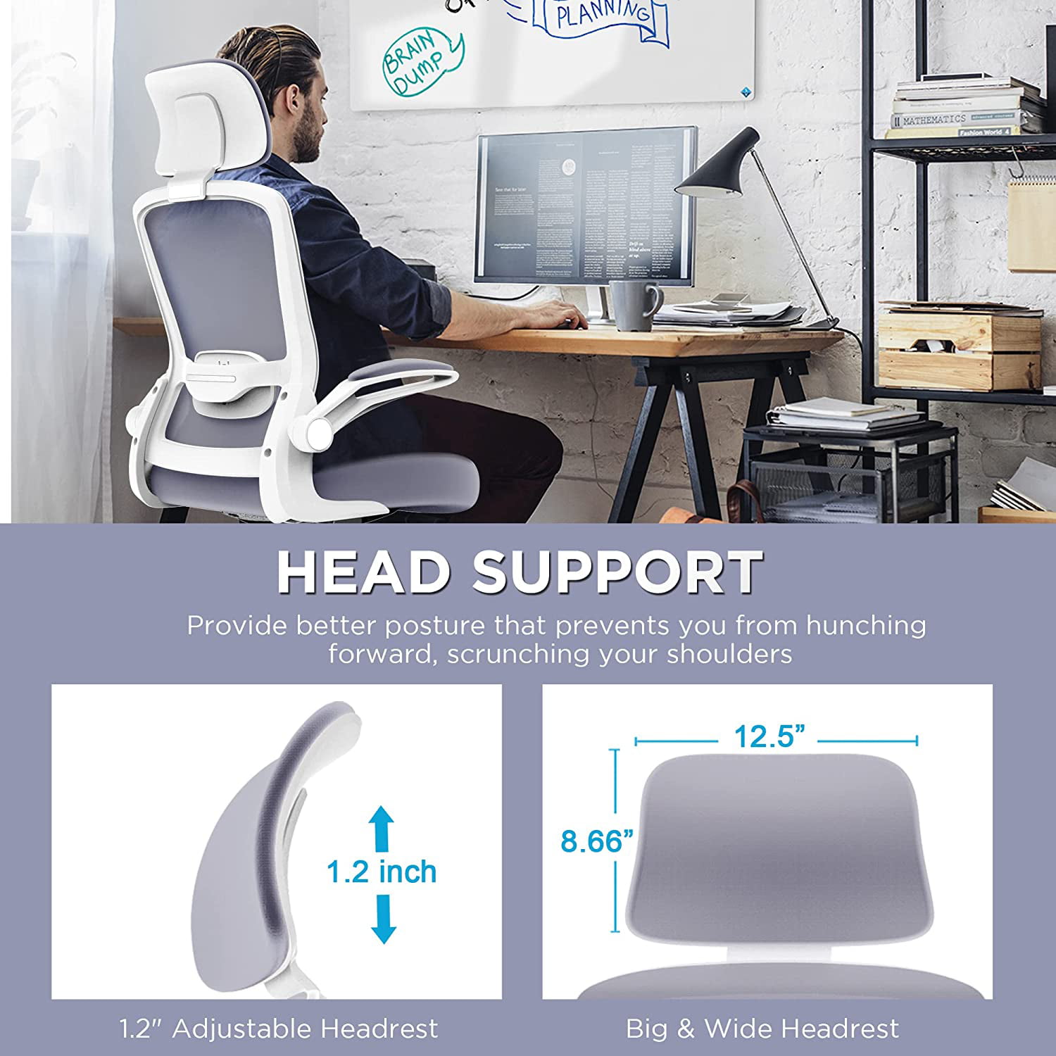 Blarity Office Chair, High Back Ergonomic Desk Chair with Adjustable Lumbar  Support and Headrest 