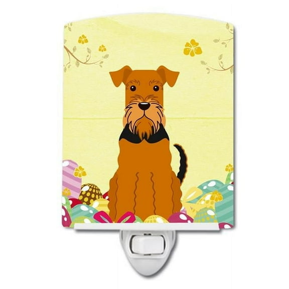 Caroline's Treasures BB6041CNL Easter Eggs Airedale Ceramic Night Light, 6x4x3", multicolor