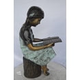 thumbnail image 4 of Nifao Young girl sitting and reading book bronze statue – Home Office Decor Sculpture, 16"L x 12"W x 27"H, 4 of 10