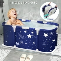 AOJA 46in Large Foldable Bath Tub, Adult Kid Portable Bathtub Freestanding Soaking Tub, Thickened Insulation, Blue Starry
