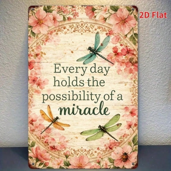 HELLOYOUNG Vintage Dragonfly Metal Sign Wall Art Decor 7.87x11.81in, 2D Flat Nostalgic Tin Plaque for Home Bar Office Garage, Miracle Hope Inspirational Gift