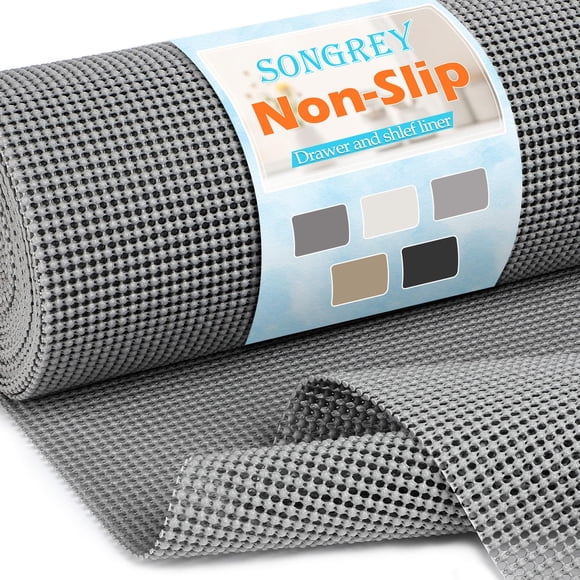 Forro antideslizante para cajones y estantes Songrey 30 cm x 6 m en gris oscuro