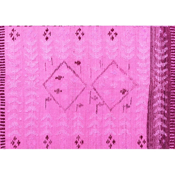 Ahgly Company Indoor Rectangle Solid Pink Modern Area Rugs, 2' x 5'