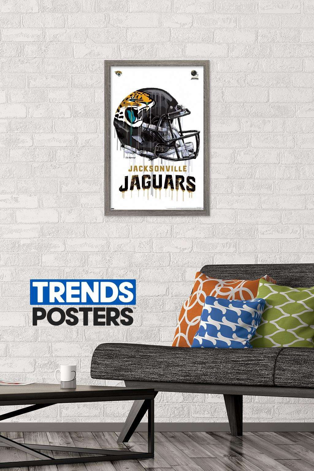 NFL JacksonVille Jaguars - Drip Helmet 20 Wall Poster, 14.725" x 22.375", Framed