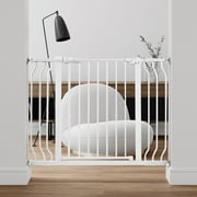 EDX 30" Height Walk Through Dog Gate, Pressure Mounted with Auto-Close and Hold-Open Features, Fits 29.1–43.3 Inch Openings, White