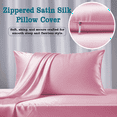 thumbnail image 2 of Amay Satin Silk Pillow Case King Size 20x36 Pink Solid Ultra Smooth Cooling Satin Pillow Cover Anti-Frizz & Skin-Friendly – Premium Silk Feel Pillowcase for Better Sleep, 2 of 6