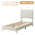 thumbnail image 4 of Upholstered Twin-XL Bed Frame for Girls/Boys, Cute Boucle Platform Bed with Wave Headboard, No Box Spring Needed, Wooden Slats, Noise Free, White, 4 of 7
