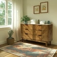 thumbnail image 2 of Megsu Veyron 6 Drawers Dresser for Bedroom, Acacia Wood, 54” Wide with Soft-Close Glides, Mid Century Modern Dresser, Waterproof & Scratch Resistant, Spacious Storage, Easy Setup, Walnut, 2 of 10