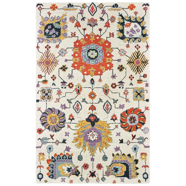 Sphinx Zahra Area Rug 75502 Ivory Scrolls Rings 8' x 10' Rectangle ...