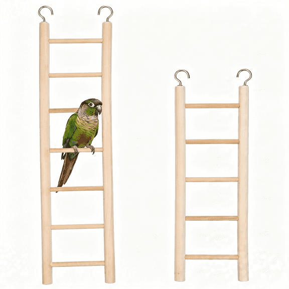 CYFW Bird Ladder for Bird Cage 2 Pack Wooden Birds Toys Cage Accessories for Parakeets Parrots Cockatoo Bird Toys (5 Step & 7 Step)