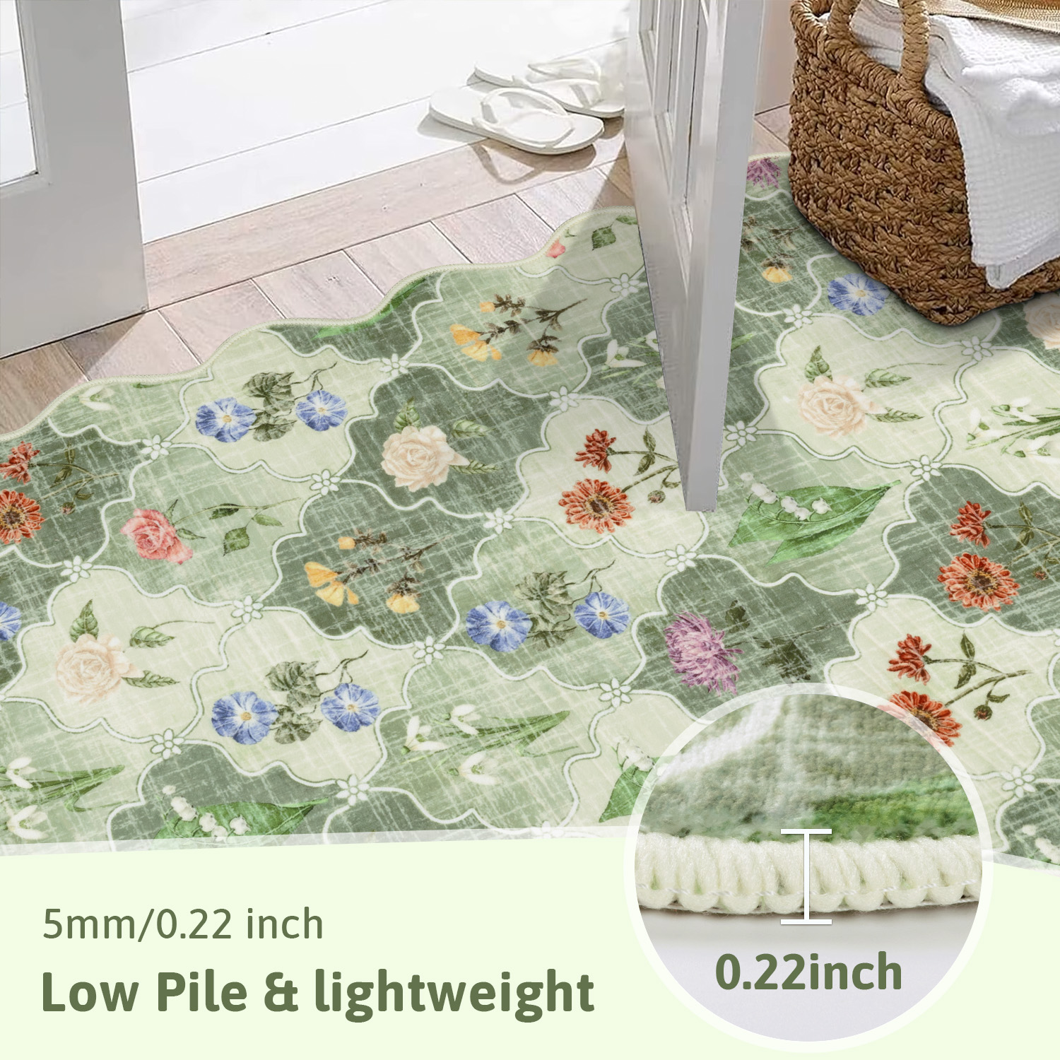 MJIAexp 8x10 Floral Moroccan Washable Area Rugs for Living Room,Soft Bedroom Large Rug,Non Slip Dining Room Rug, Stain Resistant Boho Rugs Easy Clean Throw Carpet for Office