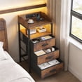 thumbnail image 2 of Cacagoo Night Stand,with U-S-B Ports and Outlets, 3 Fabric Storage Drawers, Small Bedside Table, 2 of 7