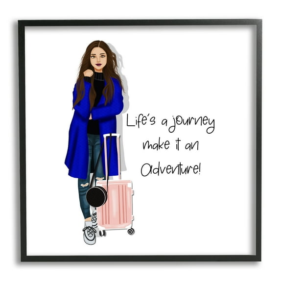 Stupell Industries Life's a Journey Phrase Inspirational Painting Black Framed Art Print Wall Art, 12 x 12