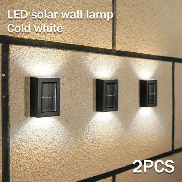 2 Uds Luz Solar De Pared Al Aire Libre Led Luz De Valla Solar Auto On/Off Luz De Seguridad Solar Impermeable Luz De Patio Solar Para Balcón Patio Jardín Camino Muyoka Hogar