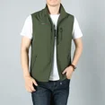 thumbnail image 4 of MAIDANGDI Chaleco con múltiples bolsillos para hombre, chaqueta informal sin mangas con cremallera, ropa para hombre, prendas de vestir exteriores ajustadas, chaleco de talla grande, 4 of 5